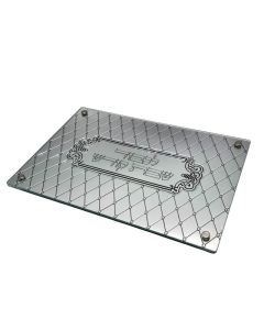 Challah Board Laser Cutting Metal Tray with Glass 100181