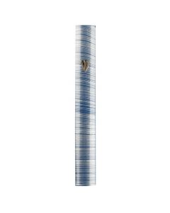 Aluminium Mezuzah 7cm 3D Painted- Blue Striped Design