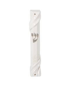 White Plastic Mezuzah 20 Cm With Rubber Cork - "jerusalem" Ornaments